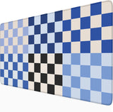 Nasdalgias Checkered Desk Mat Blue Large Mouse Pad with Stitched Edges, XXL Keyboard Pad Mouse Mat for Computer Deor Desk Matt f