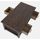 Jofran Madison County Solid Reclaimed Wood Rustic Farmhouse Harris Coffee Table With Storage Drawers, Barnwood Brown