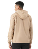 PUMPD Mens All-purpose Windcheater with Front Zip Closure & Hoodie -With Self Packing Kit,Sand