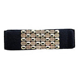 Syga Women Cinch Belt, Pu Leather Stretchy Waist Belt With Abstract Metal Buckle, Retro Style Black