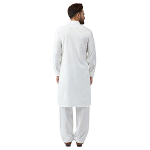 Sojanya (Since 1958 Men'S White Cotton Kurta Pathani Set Size M
