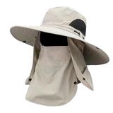 Generic Sun Cap With Detachable Neck Flap Cover Beach Backpacking Uni Fishing Hat Beige