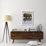 Grizzly Bear Mother And Yearling Cubs Drinking, Katmai National Park, Alaska-Paper Art-30,,X37,,