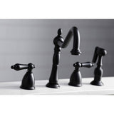 Kingston Brass Kb1790Albs 8-Inch Widespread Kitchen Faucet With Brass Sprayer, Matte Black