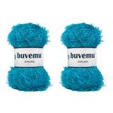 Buvemu Eyelash Fun Fur Yarn 100 Gram (3.53 Ounces) 175 Yards (160 Meters) (Turquoise - 2 Skeins)