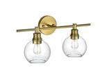 Living District Collier 2-Light Metal Wall Sconce In Black And Clear Glass