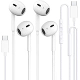 2 Pack-USB C Headphones Wired for iPhone 15, Type C Earphones with Microphone & Remote Noise Cancelling Earbuds for iPhone 15 Pr