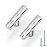 Probrico 30 Pack Single Hole Kitchen Cabinet Knobs, Euro T Bar Polished Chrome Drawer Pulls Cabinet Handles, Stainless Steel Cup