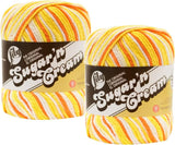 Bulk Buy: Lily Sugar n Cream 100% Cotton Yarn (2Packs) ~ Ombres, Scents, Stripes, Twists ~ 3 oz. Super Size Skeins (Creamsicle