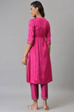 W For Woman Women Viscose Pink Flared Floral Printed Festive Kurta_22Auw18274-119793, X_Small