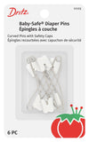 Dritz, 6 Count Baby-Safe Diaper Pins, White