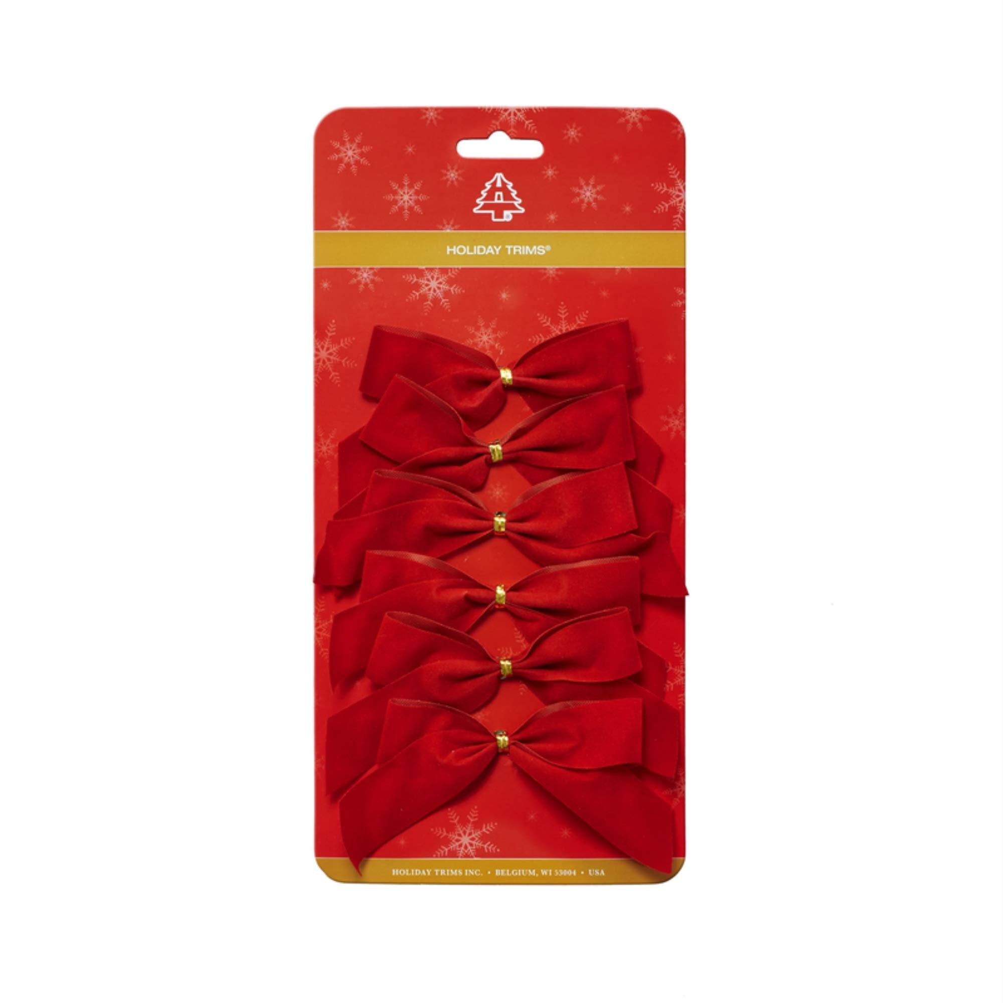 Holiday Trim, Red 7920 6-Pack 2-Loop Velvet Bow For Decoration, Size