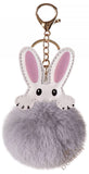 Dorron Iaccessories Fluffy Faux Fur Soft Bunny Pompom Key Ring Keychain For Girls Bag Scooty Bike Car Keys (Grey)