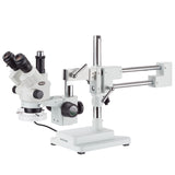 AmScope 3.5X-180X Simul-Focal Stereo Boom Stand Microscope with a Fluorescent Light