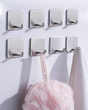 EDMILE 8 Pack Adhesive Wall Hooks, Self-Adhesive Hooks for Bathroom, Door Back Stick-On Towel Hooks, Hanging Coat Hat Key Washcl