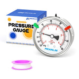MEANLIN MEASURE -30inHG~60Psi Vacuum Pressure Gauge 316 Stainless Steel Joint 1/4 NPT 2.5 FACE DIAL, Stainless Steel Liquid Fill