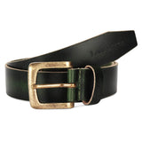 Louis Stitch MenS Juniper Green Belt Italian Raw Crunch Leather Premium Formal Casual Belts For Men With Heavy Brass Buckle 1.5