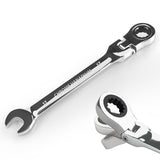 Egofine 17mm Ratchet Wrench Flex Head, Ratcheting Combination Wrench Metric, Industrial Grade Gear Spanner with 12 Point Box End
