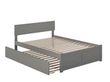 AFI Orlando Full Size Platform Bed with Footboard & Full Trundle in Grey