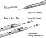 MozArt Mechanical Pencil Set with Case - 4 Sizes: 0.3, 0.5, 0.7 & 0.9mm with 30 HB Lead Refills Each & 4 Eraser Refills -Sketch,