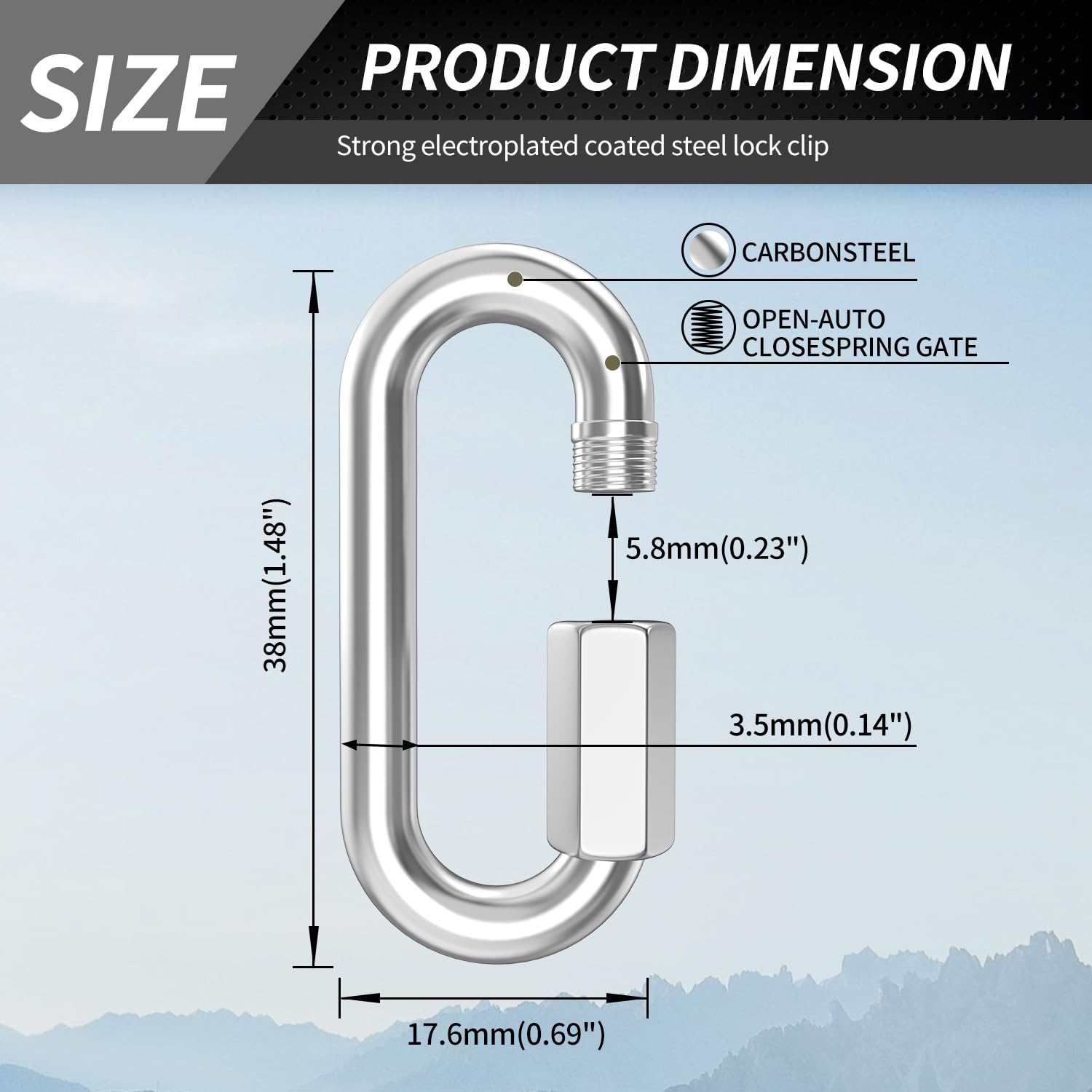 15 Pack Heavy-Duty Chain Hooks Quick Links - 304 Stainless Steel 1/8 Locking Carabiner Anti-Rust Chain Connector Quick Link fo