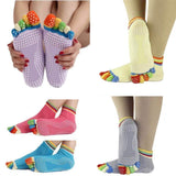 Hetvin WomenS Cotton AntiSkid, AntiSlip Five Finger Toe Yoga & Gym Ankle Length Socks (Multicolor, Pack Of 1 Pair)