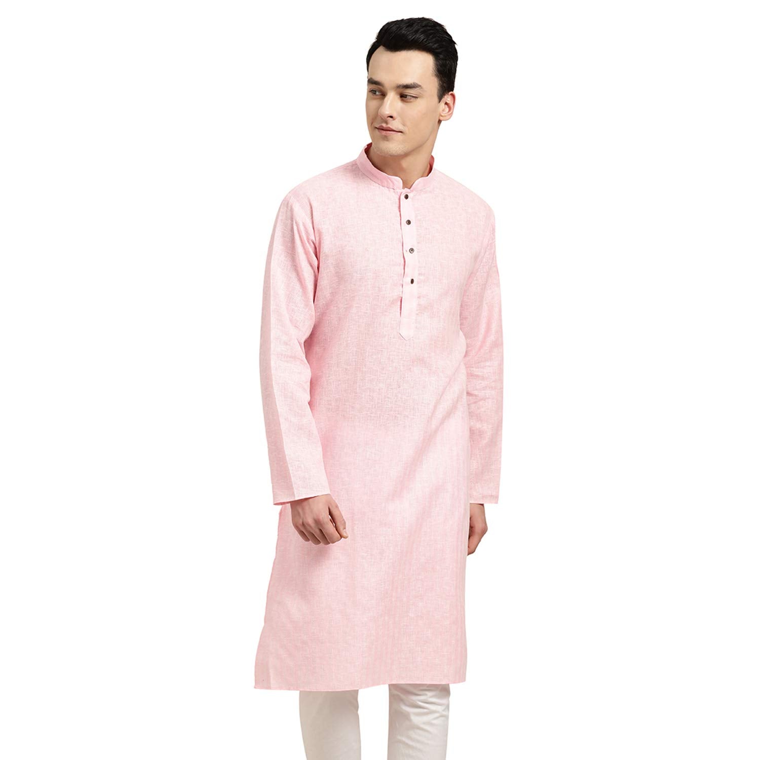 Sojanya (Since 1958 Men'S Cotton Linen Pink Checked Only Long Kurta Size: 38