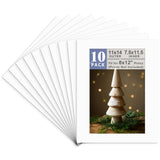 Golden State Art, Pack of 10, 11x14 White Picture Mats with White Core Bevel Edge for 8x12 Pictures - 4 Ply Thickness