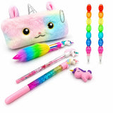 Eclet New Unicorn Stationery Theme 7pcs Combo Set for Kids Complete School Supplies Kit Pen Pencil Eraser Pouch Gift Pack Multic