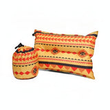 BuiltIn Valve SelfInflating Pillow Soft Textile Camping Pillow Drawstring Bag Travel Cushion Compact For Outdoor, Tent, Orange