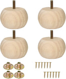 Xidouyuer Set of 4 Unfinished Solid Hardwood Round Bun Feet 2inches with M8 Bolt Predrilled for Furniture Ottoman Couch Cabinet 