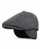 Capznmore MenS Golf Flat Cap, Cotton Blend Ivy Gatsby Newsboy Hat With Ear Flaps, Stylish Patterned & Checkered Winter Driving 
