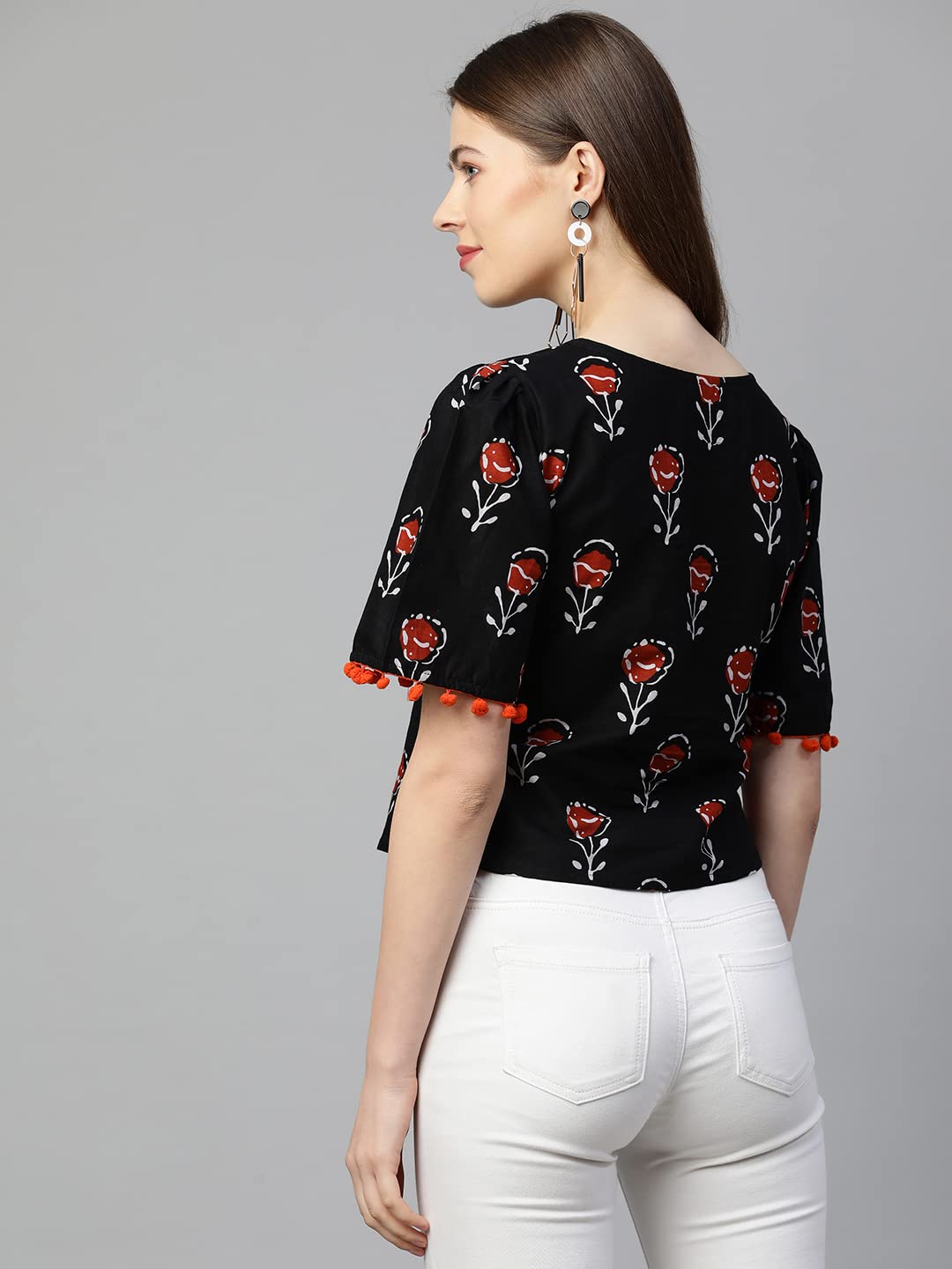 Anni Designer Women'S Cotton Regular Top (Tp-Cot-10165-Black_S_Black_Small),Black,S,Cotton,Regular,