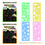 DCW Rainbow Scratch Art Notepad Set 2 Scratch Pads, 2 Wooden Stylus Pens & 4 Drawing Stencils Creative DIY Crafts, Kids Part