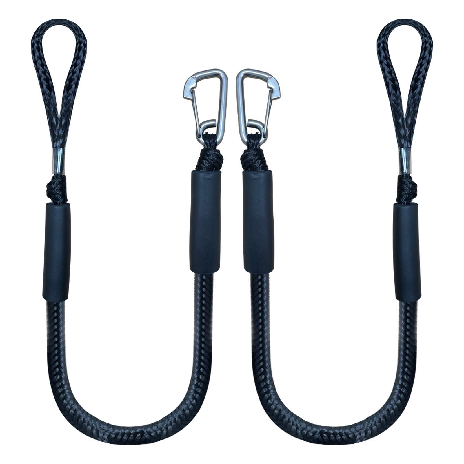 Bungee Dock Line Mooring Rope for Docking with Stainless Steel Clip Accessories for Boats PWC, Built in Snubber, Kayak, Watercra