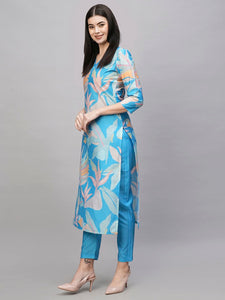 Gosriki Women'S Rayon Blend Straight Printed Kurta With Pant (Jonaki Blue-Gs_S_Blue_Small),Blue,,B0CSG48D3C