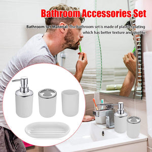 Bathroom Accessories Set, 4pcs White Bathroom Accessories, Bathroom Set, Bath Accessory Completes with Toothbrush Holder, Toothb