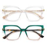 AMOMOMA 2PACK Trendy Square Blue Light Blocking Reading Glasses for Women Women's Readers Spring Hinge AM6082 C1+C2 2.5 x