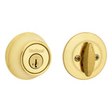 Kwikset 660 Deadbolt Lock, Polished Brass Round Exterior Keyed Front Entry Door, Single Cylinder Dead Bolt, with Microban Protec