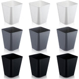 Hoolerry 9 Pieces Garbage Can 2 Gallon Small Trash Cans Bulk Bathroom Trash Bin Plastic Wastebasket Square for Bedroom Slim Bath