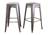 Amerihome Bsmetal2Pk Loft Gun Metal Silver Metal Bar Stool - 2 Piece