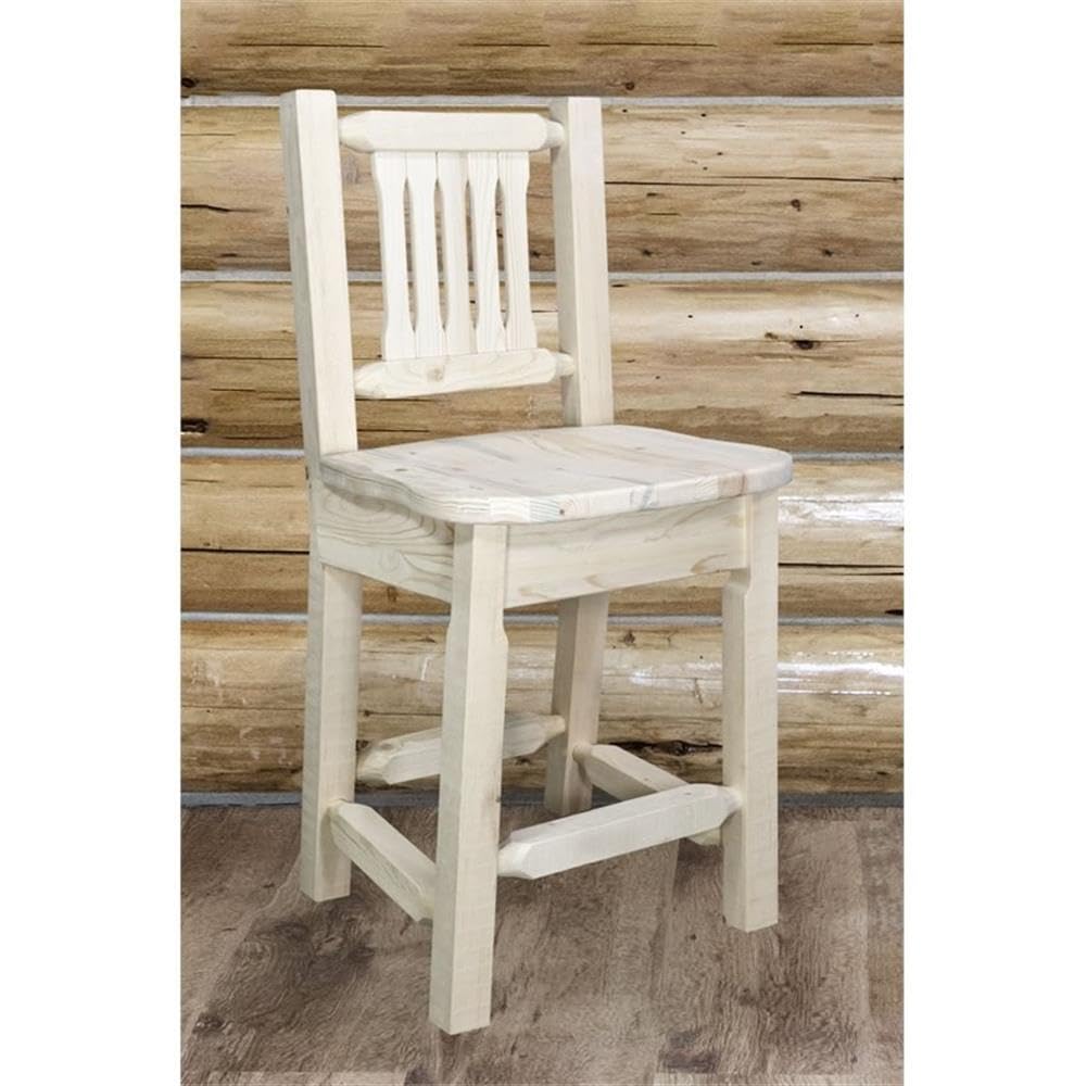 Montana Woodworks Homestead Collection Counter Height Barstool With Back, Ready To Finish