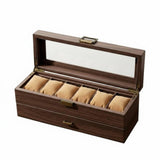 Enakshi Pullout Drawer DoubleLayer Watch Box Cushioned Pillows 2Layer Watch Case Divided Compartments Jewelry Storage Box Dus