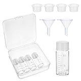 4 PCS Liquid Travel Containers, Scale Liquid Containers Leakproof Travel Bottles Empty Plastic Bottles with 10 Stoppers and 2 Fu