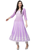 Anni Designer Women'S Georgette Chikankari Embroidered Anarkali Kurti (Kari Purple-Nw1_M_Purple_Medium),Purple,M
