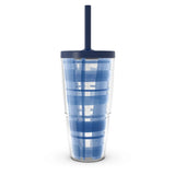Tervis Blue Denim Made in USA Double Walled Insulated Tumbler Travel Cup Keeps Drinks Cold & Hot, 24oz with Straw Lid, Classic