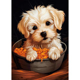 Kulvci Diamond Painting Kits for Adults, Dog Round Full Drill Diamond Art Kits, 5D DIY Diamonds Crafts for Home Wall Decoration 