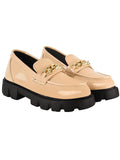 Shoetopia Smart Casual Chain Detailed Cream Loafers For Women & Girls /Uk5,Cream,5,B0C8D8X3XQ