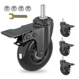 MALLLALA 3Swivel Caster Wheels with Imperial 5/16-18 Threaded Stem,Set of 4,Heavy Duty Threaded Stem Casters with Safety Dual Br