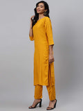 Gosriki Women'S Yellow & Golden Polka Print Kurta With Trousers & Dupatta,Yellow,,B08QD9JN9P